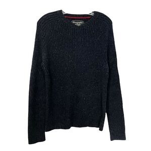 🟢Abercrombie & Fitch Navy/Grey Ribbed Knit V-Neck Sweater L